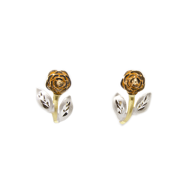 Brinco Flor Tricolor em Ouro 18 Kilates � 25368